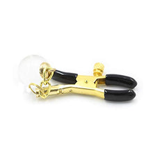 Load image into Gallery viewer, 2PCs Nipple Clamps with Glass Bead Pendant, Weight Ball Nipple Clamps for Sexual Pleasure, Nipple Clamps Adjustable Nipple Clips, Nipple Clip Jewelry for Couple Flirting (Gold)
