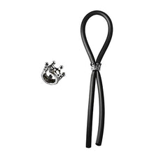 Load image into Gallery viewer, Bolo C-Ring Lasso Silver Crown Bead Silicone, Black, 1.3 Ounce
