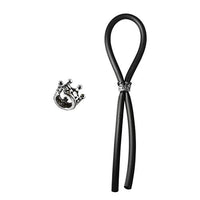 Bolo C-Ring Lasso Silver Crown Bead Silicone, Black, 1.3 Ounce