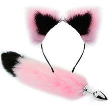 Load image into Gallery viewer, Metal Anal Plug Sexy Tail Fox Tail Butt Plug Anal Sex Toys for Adults Erotic Animal Tail Cosplay Accessorie Prostate Massager (Color : PinkBlack)
