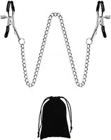 Adjustable Metal Nipple Clamps Necklace Entertainment Chain Clip for Women/Man Non-Piercing Nipplerings Clip On Nipple Rings Decorative Clip for Clothing Accessories (Style-1)