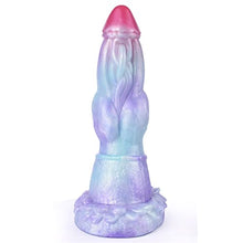 Load image into Gallery viewer, Silicone Dragon Dildo Light Red Purple Blue Mixed Color with Suction Cup Anal Plug Dildo Available in S/M/L 3 Sizes Suitable for Beginners and Advanced Womens (M)
