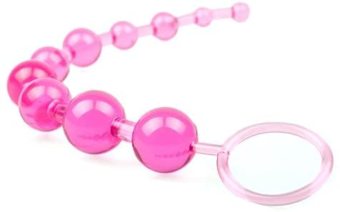 Butt Plug with Silicone Anal Bead Anal Sex Toys with Safe Pull Ring in Pink