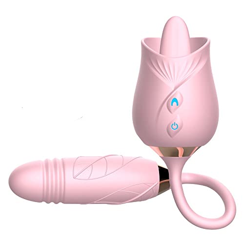 Premium Silicone Female Rose Sex Stimulator - Female Rose Sex Sucker Vibrator Sex Toys, Rose Adult Toys, G-Spot Vibrator Dildo Clitoral Nipple Stimulator for Women (Pink)