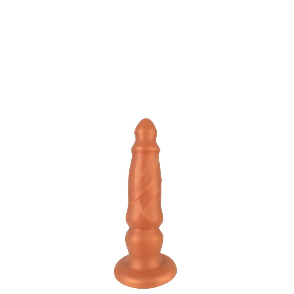 NOPNOG Golden Huge Anal Plug with Suction Cup, Liquid Silicone Anal Dildos, Sex Toys for Men Women (Small)