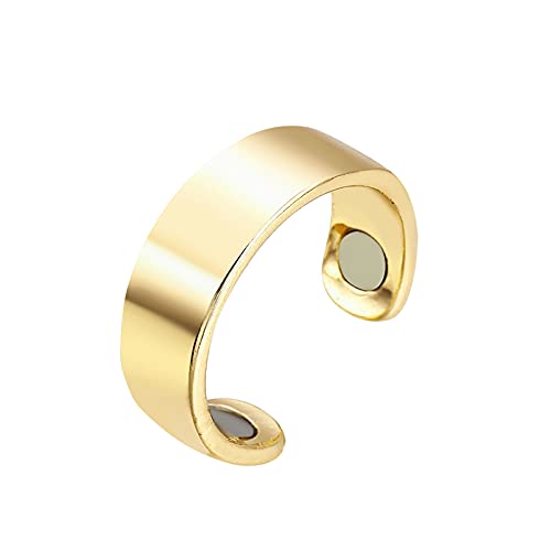 Rising Sun Ring Coil Ring Opening Ring Rings Steel Copper Therapeutic Magnet MenLasting Elegant Magnetic Ring Stainless Adjustabl Teenage Rings for Girls (Gold, One Size)