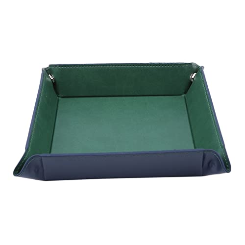 ZHUIGUANG Four Corners Foldable Dice Tray PU Leather Portable Folding Hexagonal Dice Roller Tray for Tabletop Role Playing(Green)