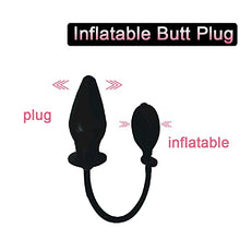 Load image into Gallery viewer, Soft Silicone Inflatable Anal Dildo Butt Plug Dilator Sex Toy for Women Men Gay Black Pump Vagina Extender (Color : Black)
