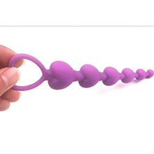 Load image into Gallery viewer, Heart Beads Soft Anal Plug Anus Toys Big Balls Silicone G-Spot Stimulating Butt Plugs Adult Couple (Color : S22-purple)
