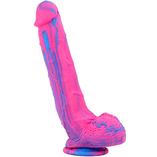 Double Layered Silicone Realistic Dildo Lifelike with Strong Suction Cup for Hands-Free Play, Realistic Penis for G-Spot Stimulation Adult Anal Sex Toys Unisex Couples Strap-on Compatible Cotton Candy