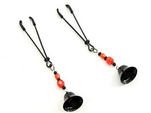 Load image into Gallery viewer, Heart 2 Heart Nipple Tweezer Clamps with Beads and Bell, Black
