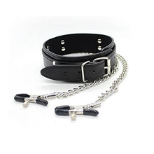 Load image into Gallery viewer, Collar with Nipple Clamps,Nipple Clamps for Women,Nipple Clamps with PU Leather Collar Toys Bondage Play for Couples
