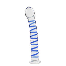 Load image into Gallery viewer, Crystal Glass Pleasure Wand Dildo Penis with Blue Raised Spiral Texture Mushroom Tip Anal Butt Plug Sex Factory
