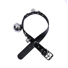 Load image into Gallery viewer, Adjustable Bondage Binding Leather Metal Large Bell Collar Neck Ring For Men And Women, PU Leather Necklace Jewelry Black Collar, Role Play Collar
