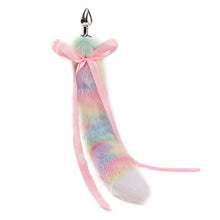 Load image into Gallery viewer, DYWHTY Metal Small Cute Rabbit Bunny Headband Pink Silk Fox Tail Ball Anal Bead Butt Plug Set Sex Toy Cosplay Game (Color : Light Yellow)
