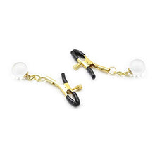 Load image into Gallery viewer, LuGuoQTing Adjustable Nipple Clamps, Golden Non Piercing Nipple Clips with Soft Rubber Cap &amp; Nipple Clip Inlaid with Transparent Glass Beads
