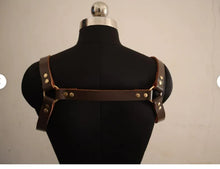 Load image into Gallery viewer, Bondage BDSM Men&#39;s real leather harness belt shoulder belt for men leather subculture leather bondage harness for men women unisex
