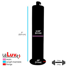 Load image into Gallery viewer, LeLuv Tyro Black Lightweight Penis Pump - 9 Inch Length by 2.125 Inch Diameter Seamless Untapered Acrylic Cylinder with Wide Flange Opening
