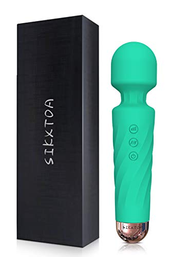 SIKXTOA Mini Vibrator, 8 Speeds 20 Patterns, G Spot Cordless Wand Massager, Clitoral Stimulator, Dildo, Sex Toys, Rechargeable Handheld Powerful Silent Waterproof Female Adult Toys (Wave Green)