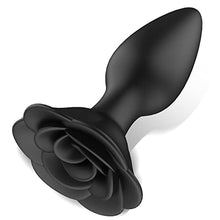 Load image into Gallery viewer, Rose Anal Plug Silicone Butt Plug for Anal Play, Anal Sex Toy Waterproof Adult Toy for Women Pleasure Black
