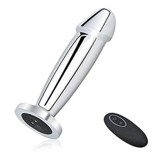 Load image into Gallery viewer, Vibrating Anal Plug Dildo with Remote Control, Rechargeable Metal Butt Plug Prostate Massager with 10 Modes, Magnetic Suction Charging Anal Vibrator Adult Sex Toys for Men Women and Couples (S)
