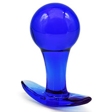 Load image into Gallery viewer, MEBAULT Glass Anal Plug Butt Plug with Curved Based for Comfortable Long Term Wear Blue Prostate Massager Sex Toy with Long Stem for Men Women Masturbation
