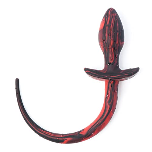 Silicone Rear Court Tail Gecko Anal Plug SM Adult Couple Bondage Passion Toys (Full Silicone red and Black)