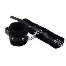 Load image into Gallery viewer, Jugaoge Adult Toys Fluffy Wrist Leather Hand Cuffs Role Play Set Accessories Adjustable Straps Wristband Bracelet Black One Size
