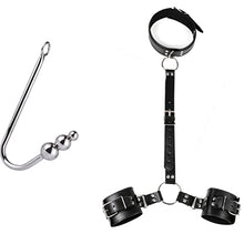 Load image into Gallery viewer, Couple Sex Game Tool Women&#39;s Sexy BDSM Restraint Kit Back Handcuffs Collar SM Bondage Sets Anal Hook (3-Style-Black), 24.0 Count
