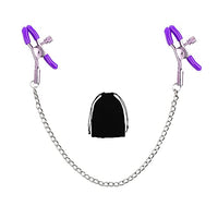 Nipple Clamps with Metal Chain, Adjustable Breast Clamps for Women Men, Non Piercing Nipple Clips for Women Men Pleasure (Purple)