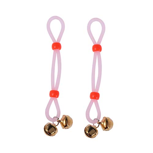 PRETYZOOM 1 Pair Luminous Rope Clamps Nipple Clip Nipple Rope with Bell Adjustable Nipple Clamps Pleasure Stimulator Pink Rope Golden Bells