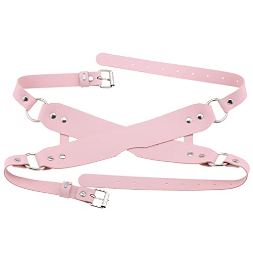 Eye Mask Blindfold Mask Crossing Eye Band Lightproof PU Leather Leather Leather Sexy Men Women Cosplay Punk SM Handcuffs Restraints Training Adjustable Individuality Costume Accessories (LightPink)