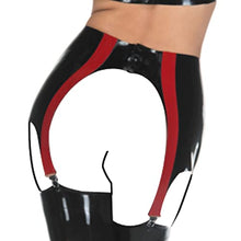 Load image into Gallery viewer, Strips Sexy Rubber Latex Skirt Suspenders with Garters,Purple with red,M
