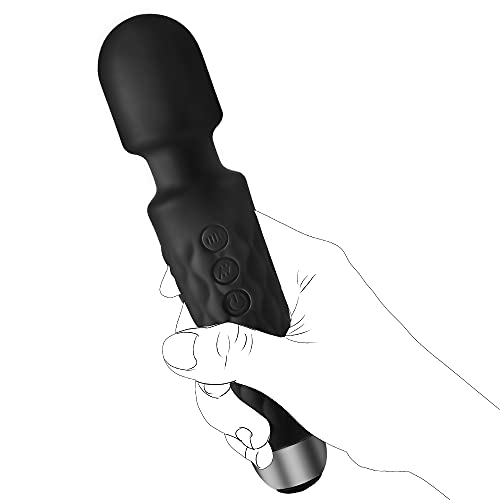 Powerful Personal Wand Massager with 8 Speeds 20 Patterns & Flexible Neck, Cordless Handheld Waterproof Magic Massager for Neck Shoulder Body Back Relieves Muscle Tension at Home or in Trip.