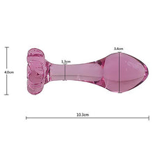 Load image into Gallery viewer, Epichao 4&#39;&#39; Flower Base Long Neck Pink Glass Anal Plug Crystal Ball Butt Plug Pleasure Wand Adult Sex Toy
