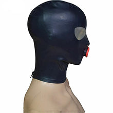 Load image into Gallery viewer, GITDOT Sexy Latex Head Cover Black leather Latex HeadMask Latex Hood for Party Club Wear Role Play ,Zipper Open, Medium
