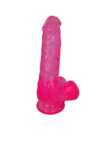 Get Lucky 7 Inch Jelly Dong Flexible Latex-Free Sex Toy for Adults, Pink