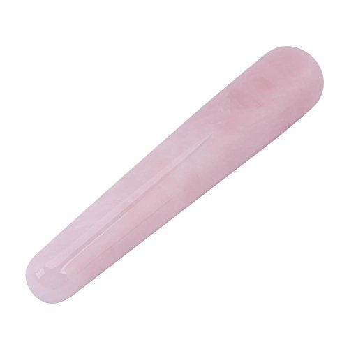 FTVOGUE Massage Stone Rose Natural Quartz Crystal Face Massage Wand Stone Smooth Stick Massaging Treatment Tool Pink 110mm(Pink)