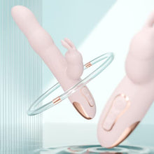 Load image into Gallery viewer, Blush Aurora - 10 Function Rechargeable Gyrating Silicone Vibrator - 3 Rows of Rotating Beads - Your Clitoris Nestles Between The Soft Vibrating Rabbit Ears - Satin Smooth Texture - IPX7 Waterproof
