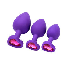 Load image into Gallery viewer, Sex Toys Anal Plug Trainer Kit,3PCS Silicone Jeweled Butt Plugs, Anal Butt Plug Sex Toys Kit for Starter Beginner Men Women Couples (Purple)
