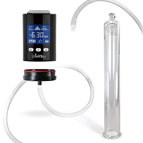 LeLuv Black iPump Smart LCD Head with Adapter Penis Pump 12 x 1.35 inch Cylinder