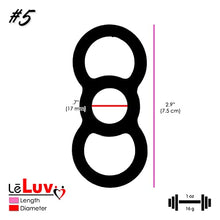 Load image into Gallery viewer, LeLuv Loop Handle Tension Rings Eyro Slippery Black Silicone .5 inch Through .7 inch Unstretched Diameter 3 Pack Sampler
