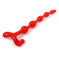 Large Long Anal Beads Smooth Red Hard Silicone Adult Butt Toy Flexible w/Handle