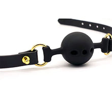 Load image into Gallery viewer, YIXISM Luxury Silicone Breathable Small Ball Gag with Italian Leather Straps
