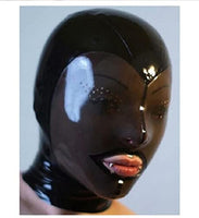 SMGZC Latex Head Cover Sexy Rubber HeadMask Latex Hood Exposed Mouth for Cosplay Party Club Wear (M)