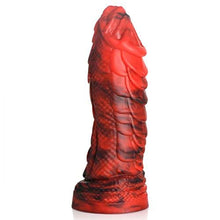 Load image into Gallery viewer, CREATURE COCKS Fire Dragon Red Scaly Silicone Dildo Adult Sex Toy. Strap-On Harness Compatible and Hands-Free Suction Cup Dildo for Women and Men with Up to 7 Inches of Insertable Length. (AH043)
