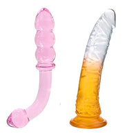 Bent Pleasure Wand G-spot Dildo Transparent Anal Butt Plug for Men Women