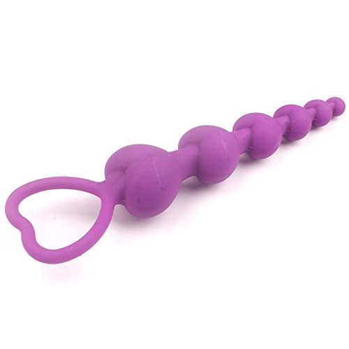 Heart Beads Soft Anal Plug Anus Toys Big Balls Silicone G-Spot Stimulating Butt Plugs Adult Couple (Color : S22-purple)