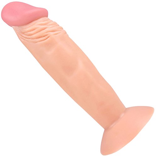 Realistic Suction Cup Dildo - Veined Shaft Tapered Tip - Hands-Free Masturbation or Strap On Compatible