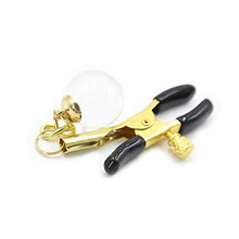 Load image into Gallery viewer, LuGuoQTing Adjustable Nipple Clamps, Golden Non Piercing Nipple Clips with Soft Rubber Cap &amp; Nipple Clip Inlaid with Transparent Glass Beads
